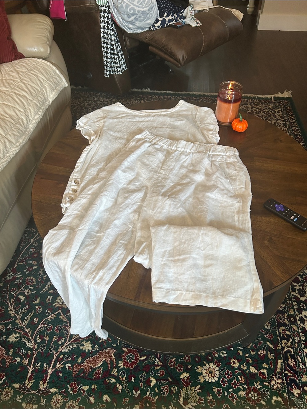 Cynthia Rowley White Linen Capris & Top Set